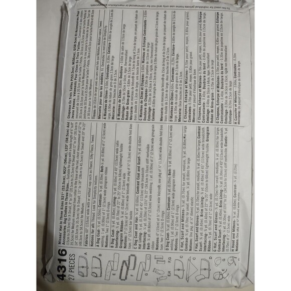 5/$25 Simplicity 4316 Sew Pattern Fleece Hats Ear Flap Mitten Scarf Dog Coat - Picture 3 of 4